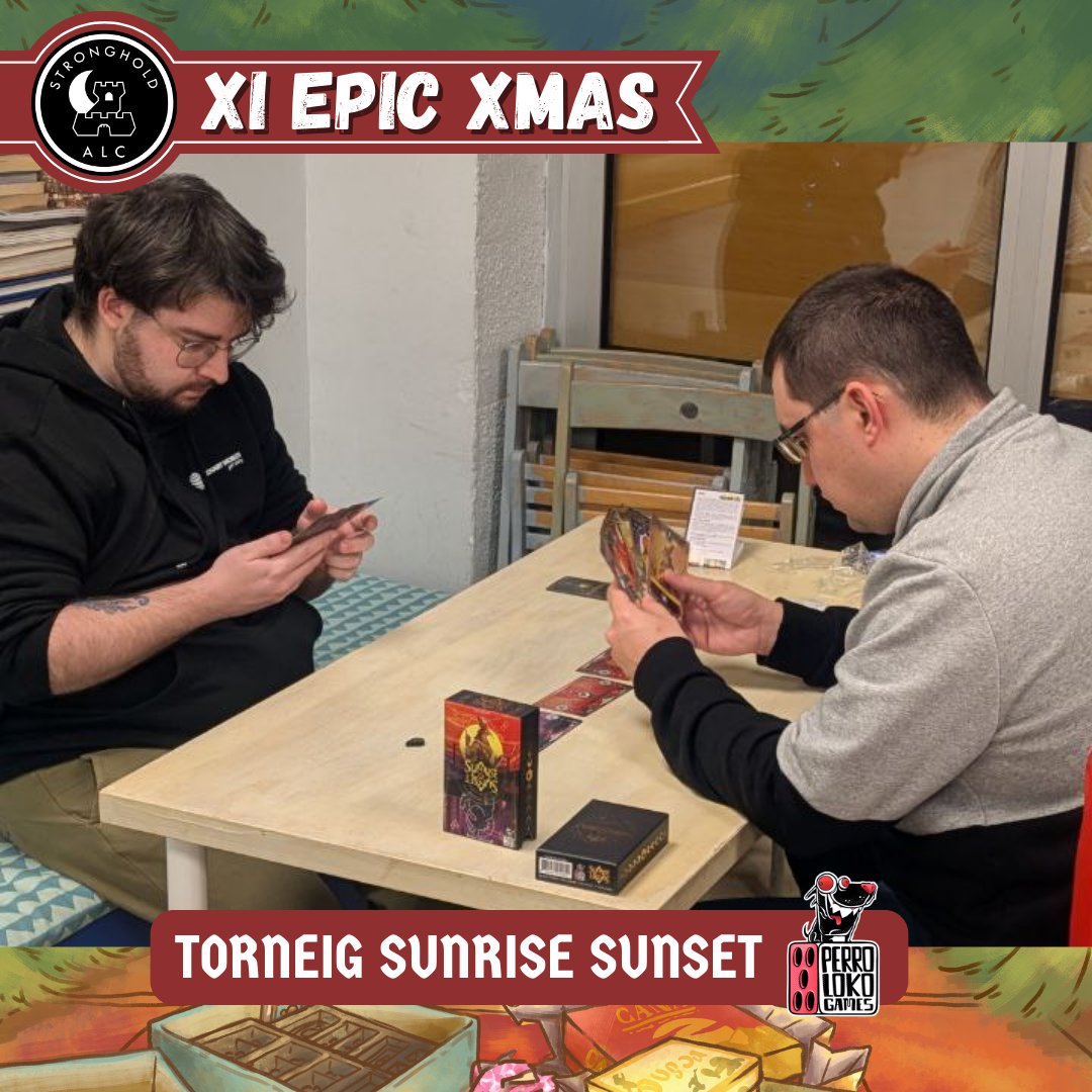 ALC_Stronghold's tweet photo. Fotos del #torneig de #SunriseSunet al #XIEpicXmas! Un joc d'1vs1 de duels amb unes cartes pre-cio-ses 😍😍Gràcies a @PerrolokoGames per patrocinar-ho i enhorabona al guanyador! 🥰
#jocsdetaula #epicxmas #femhoepic #torneigjocsdetaula #jocs1vs1 https://t.co/Fda3a5EX1O