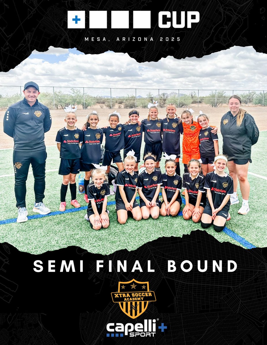 ◼️◼️◼️◼️ Xtra Soccer Academy x Capelli Sport+ Cup USA 2025

What a weekend so far for our 2016/15 Girls Gold at the Capelli Sport+ Cup USA! After some incredible performances in the desert heat, the girls are SEMI-FINAL BOUND! Let’s finish strong ➕🏆🇺🇸