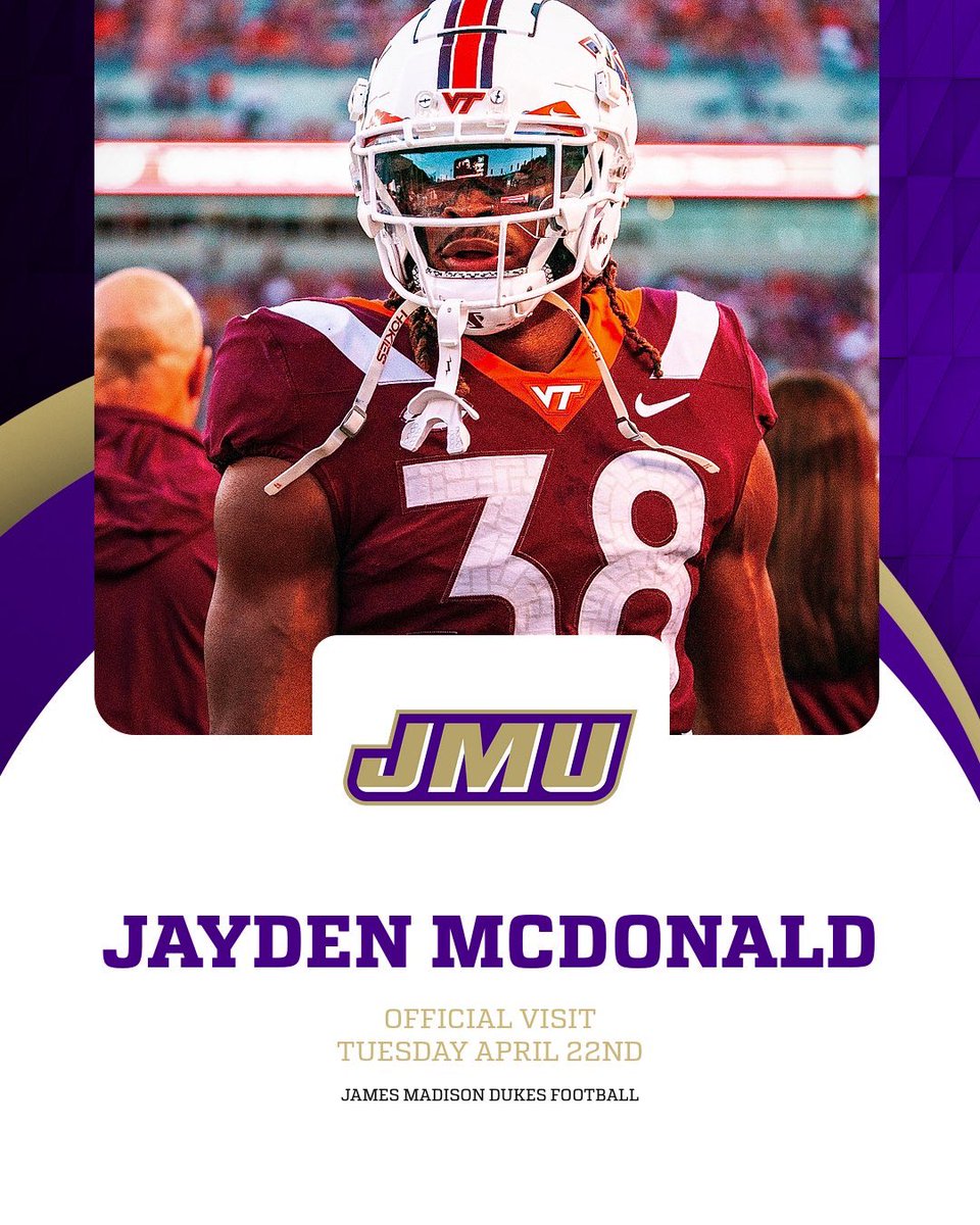Tier1Recruiting (@wegetyouoffers) on Twitter photo 🚨OFFICIAL VISIT🚨 LOCKED IN 🔒 <a href="/jaydonald_/">Jayden McDonald</a> X <a href="/JMUFootball/">JMU Football</a> #GoDukes #Tier1Recruiting 🚨OFFICIAL VISIT🚨 LOCKED IN 🔒 <a href="/jaydonald_/">Jayden McDonald</a> X <a href="/JMUFootball/">JMU Football</a> #GoDukes #Tier1Recruiting