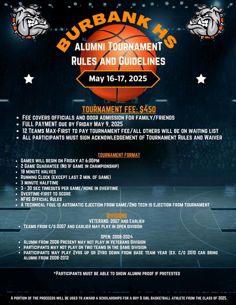 BHS78204's tweet photo. 2025 Burbank Alumni Basketball Tournament🔥 https://t.co/cpvBQlS25s