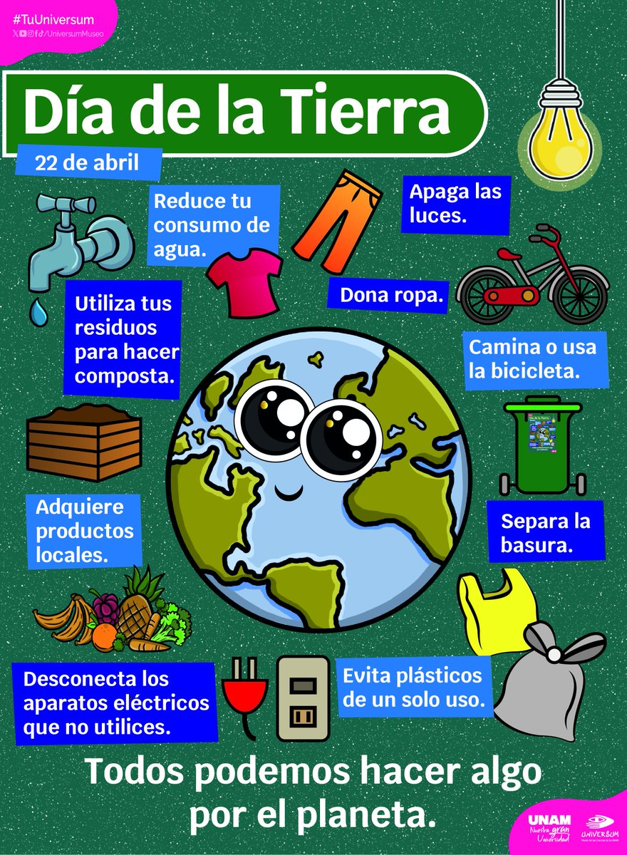 UniversumMuseo's tweet image. #UnDíaComoHoy se celebra el Día de la Tierra. 🌎 💚
¡Cuidar de ella es cuidarnos todos! 🙌

#TuUniversum