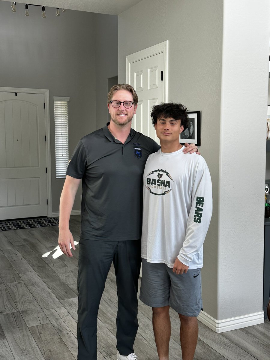 Kaleb Garcia (@kalebthekatcher) on Twitter photo Thank you <a href="/CoachAlexMeans/">Alex Means</a> for the in-house visit. It was very informative and Iām super pumped for the visit to <a href="/AF_Football/">Air Force Football</a> next week!
<a href="/bashagridiron/">Basha Gridiron</a> <a href="/BashaAthletics/">Basha HS Athletics</a> <a href="/RecruitingBasha/">Basha HS Football Recruiting</a> <a href="/alpha_lbu/">Jason Bowman</a> <a href="/KyleMorgan_XOS/">Kyle Morgan CATAPULT Southwest Regional Scout</a> <a href="/BrandonHuffman/">Brandon Huffman</a> <a href="/CoachTylerFunk/">Tyler Funk</a> <a href="/CSMITHSDSU/">Craig Smith</a> <a href="/BlairAngulo/">Blair Angulo</a> Thank you <a href="/CoachAlexMeans/">Alex Means</a> for the in-house visit. It was very informative and Iām super pumped for the visit to <a href="/AF_Football/">Air Force Football</a> next week!
<a href="/bashagridiron/">Basha Gridiron</a> <a href="/BashaAthletics/">Basha HS Athletics</a> <a href="/RecruitingBasha/">Basha HS Football Recruiting</a> <a href="/alpha_lbu/">Jason Bowman</a> <a href="/KyleMorgan_XOS/">Kyle Morgan CATAPULT Southwest Regional Scout</a> <a href="/BrandonHuffman/">Brandon Huffman</a> <a href="/CoachTylerFunk/">Tyler Funk</a> <a href="/CSMITHSDSU/">Craig Smith</a> <a href="/BlairAngulo/">Blair Angulo</a>