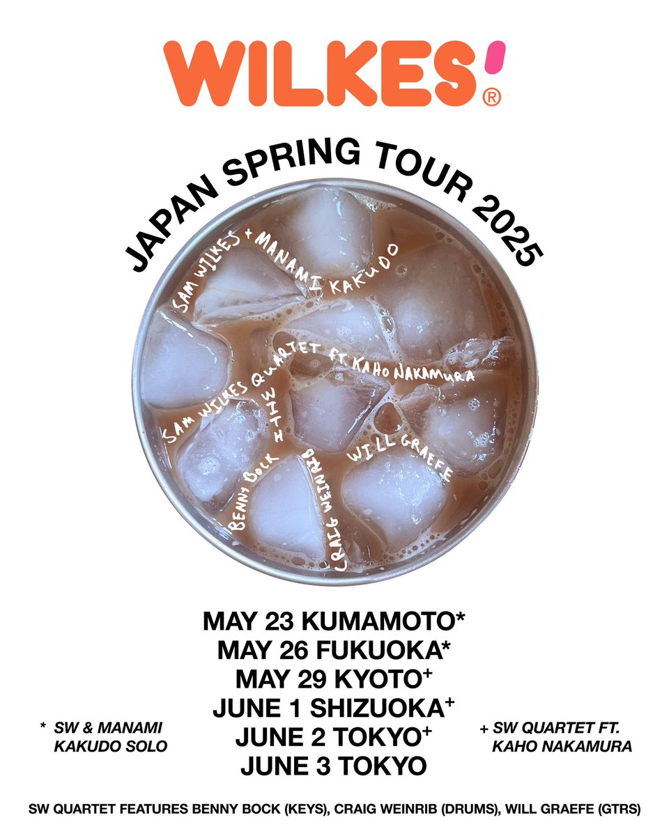 grab your iced java
japan tour
solo and quartet

solo w/ manami kakudo 

quartet with
benny bock on keys
craig weinrib on drums
will graefe on gtr
featuring kaho nakamura

presented by legendary <a href="/FRUE_JP/">ᖴᖇᑌE</a>