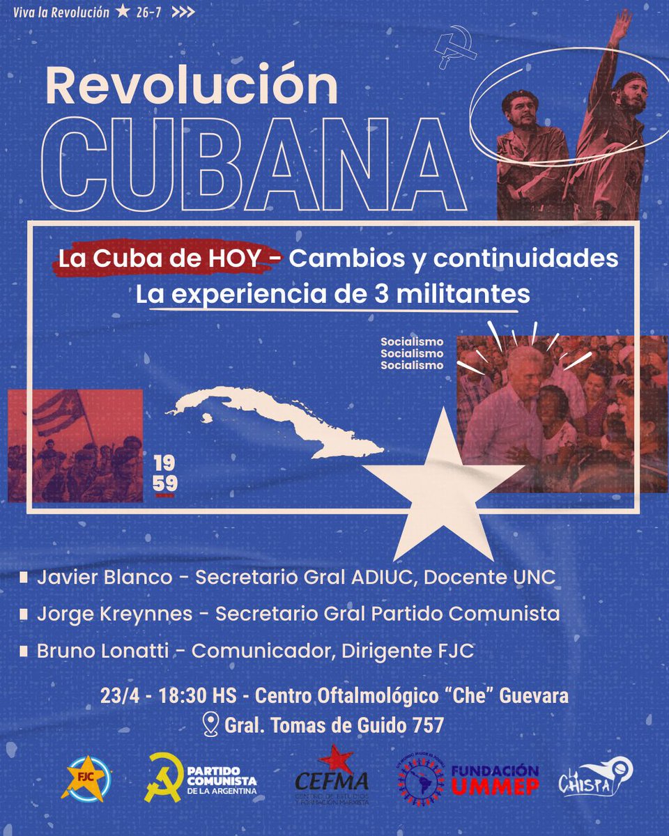 Anuncian debate sobre realidad cubana de hoy en Centro Oftalmológico Dr Ernesto Che Guevara, de Córdoba, que devendrá homenaje a la formación de médicos argentinos en #Cuba🇨🇺, a Colaboración en salud con #Argentina🇦🇷, y agradecerá los más de 36 mil argentinos operados de la vista