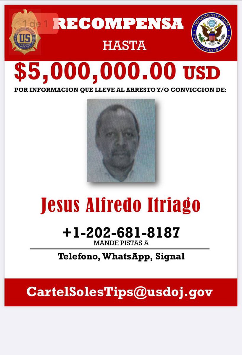 edixon18175's tweet image. El ministerio público detuvo a un exfuncionario del #Cicpc de nombre Jesús Alfredo Itriago el cual estaba siendo solicitado por la Justicia estadounidense por presuntamente estar vinculado al cártel de los Soles ofrecían 5.000.000 millones de recompensa #Venezuela