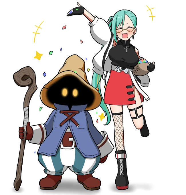 メイン火力!!本日4月19日(土)14時よりFF9の続き!誇らしげなビビにキャッキャしてるボスかわいい。今日も楽しみ～～!!! #神楽すず #すずあーと 