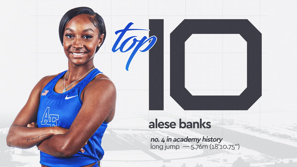 AF_TFXC's tweet photo. CLAY | Alese Banks moved up to No. 4️⃣ in the Air Force long jump standings following a career-best leap of 5.76 meters (18'10.75")! https://t.co/tpzgBCsN5l