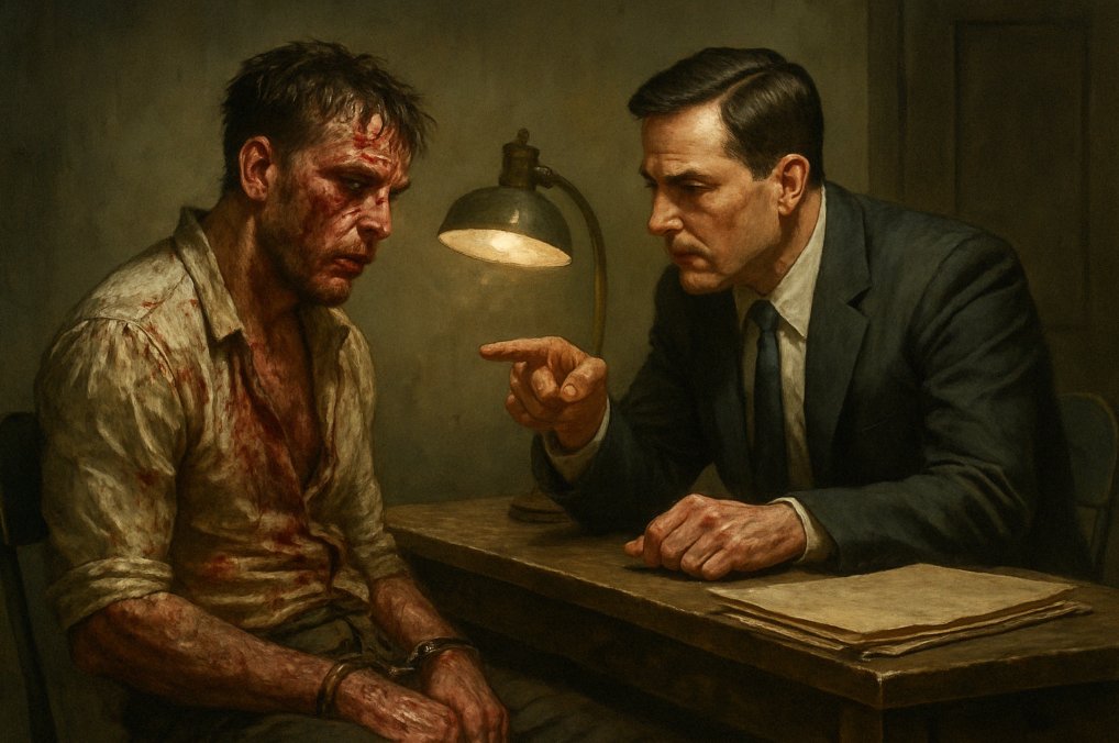 TTickbush's tweet photo. No heroes here. Just a man with nothing left to say, and a system that demands everything.
What was confessed? Maybe nothing. Maybe too much.
Divulgence
🎨 Dark AI oil painting
#AIart  #VisualInterrogation #Divulgence #DarkNarrative #AmbiguousTruth #InterrogationRoom #NoirVibes https://t.co/1UvHexje95