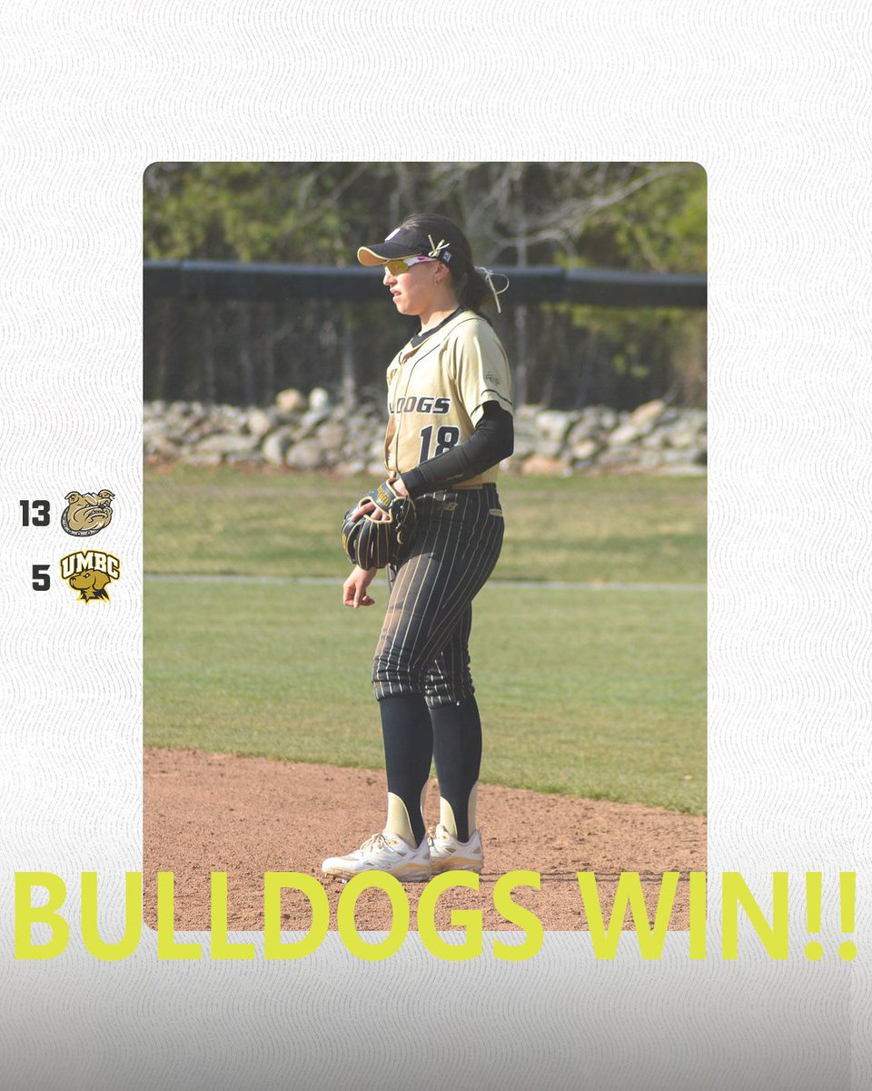 BULLDOGS WIN!!

Bryant hits 5 HRs: Sam Rohwer (2), Amira Rainer (1), Makenna Coleman (1), and Meg Houk (1) in the 13-5 game two victory against UMBC!