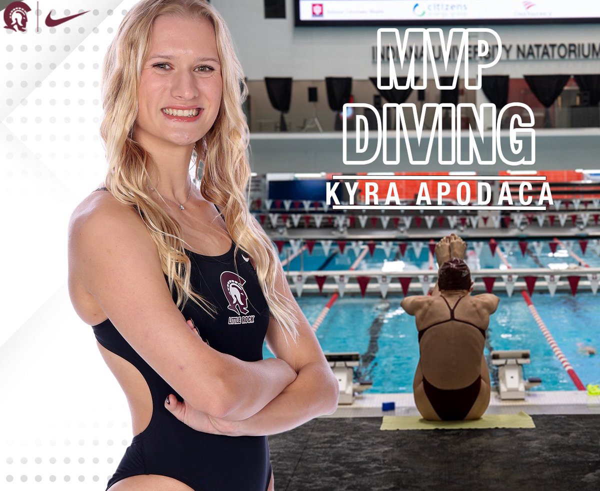 This year’s diving MVP Award goes to Senior Kyra Apodaca.She holds the platform diving record and was a part of the team diving record⚔️

#littlerocksteam #rocksolid