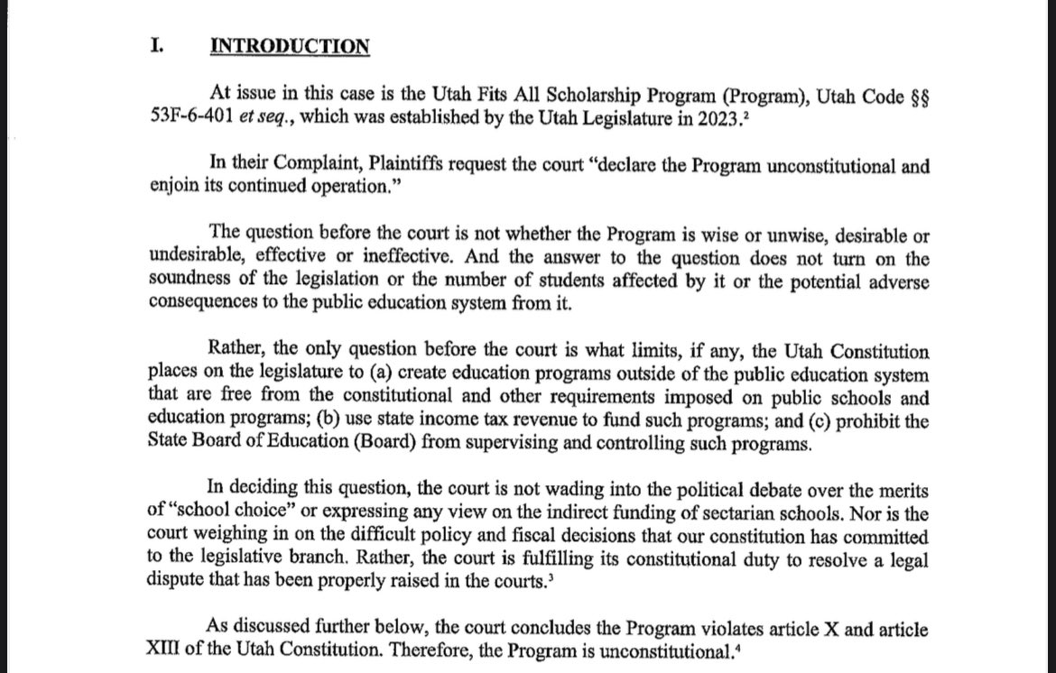 KatieMcKellar1's tweet image. BREAKING: Judge rules Utah Fits All, the “school choice” voucher program, unconstitutional #utpol #utleg