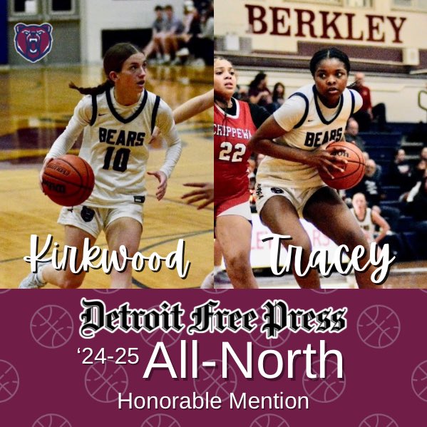 🏀ALL-NORTH 2️⃣🏀

Congratulations to Senior Hailey Kirkwood and Junior Caleigh Tracey for being named by local media legend Mick McCabe to the DETROIT FREE PRESS 24-24 ALL-NORTH Team (HM).

Well-deserved. Well-earned. Well done. 

🏀🐻🏀