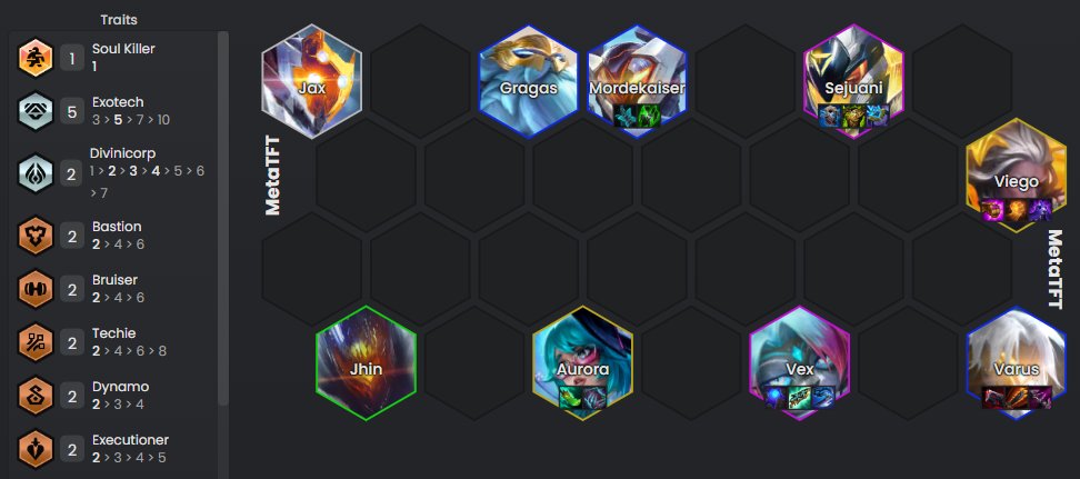 • Roll at lvl 8 for Vex or Sejuani 2 stars, then go to lvl 9
• Prio vex items. Gunblade + bluebuff is core