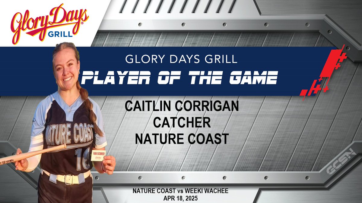 GulfCoastSportsNetwork (@gcsnbroadcasts) on Twitter photo Gulf Coast Sports Network would like to congratulate Caitlin Corrigan for being named the Glory Days Player of the Game on our Apr 18, 2025 broadcast! Full replay on our YT channel! <a href="/CaitlinC_10/">Caitlin Corrigan</a> <a href="/NCTAthletics/">NCT Athletics</a> <a href="/NCT_Softball/">Jug O</a> <a href="/HernandoCo_Ath/">Hernando School District Athletics</a> <a href="/Andy_Villamarzo/">Andy Villamarzo</a> #softball #hssoftball Gulf Coast Sports Network would like to congratulate Caitlin Corrigan for being named the Glory Days Player of the Game on our Apr 18, 2025 broadcast! Full replay on our YT channel! <a href="/CaitlinC_10/">Caitlin Corrigan</a> <a href="/NCTAthletics/">NCT Athletics</a> <a href="/NCT_Softball/">Jug O</a> <a href="/HernandoCo_Ath/">Hernando School District Athletics</a> <a href="/Andy_Villamarzo/">Andy Villamarzo</a> #softball #hssoftball