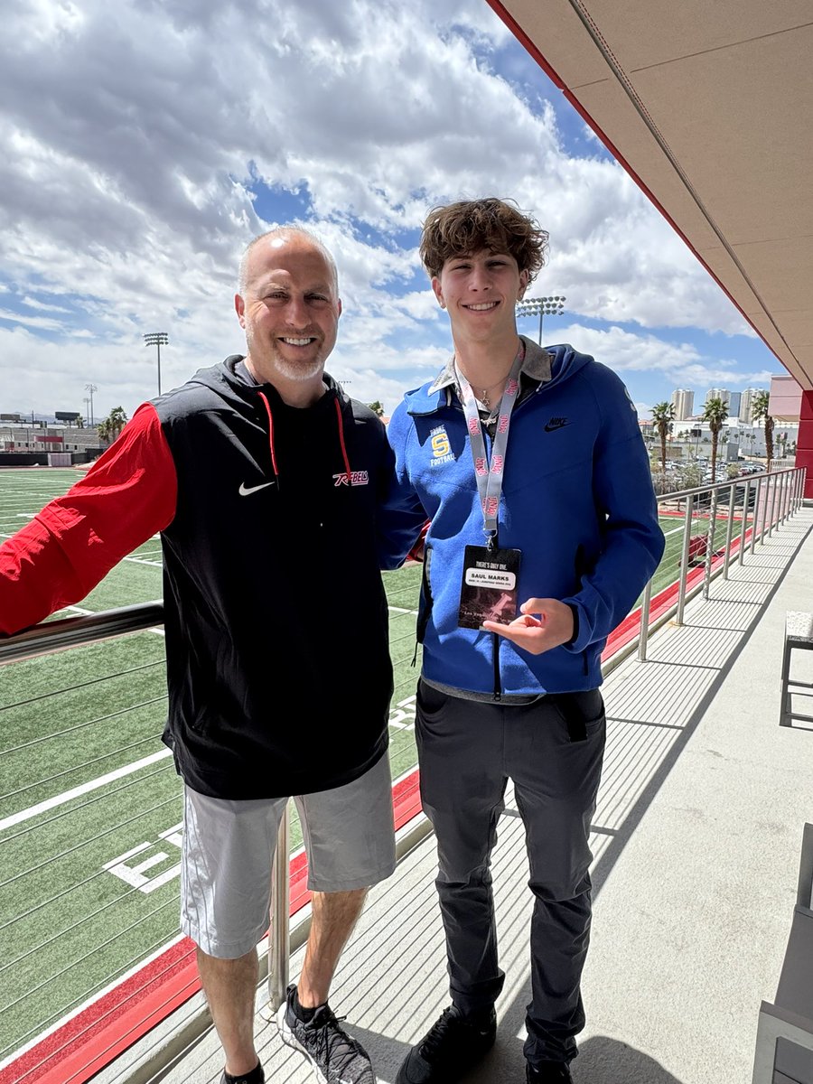 Saul Marks 5⭐️ (@saulmarkskicker) on Twitter photo I was very impressed with the attention to detail at UNLV. You can tell they really care about their players. Thank you <a href="/CoachScheier/">Adam Scheier</a> for the spring practice invite
<a href="/coachwalsh20/">Patrick Walsh</a> <a href="/coachmons/">Coachmons</a> <a href="/RonOrtiz77/">Ron Ortiz</a> <a href="/DariusBell_3/">Darius Fautua Bell</a> <a href="/blackfor3/">Michael Black</a> <a href="/HKA_Tanalski/">Adam</a> <a href="/JamesLangford86/">James Langford</a> <a href="/FentressKicking/">Fentress Kicking</a> I was very impressed with the attention to detail at UNLV. You can tell they really care about their players. Thank you <a href="/CoachScheier/">Adam Scheier</a> for the spring practice invite
<a href="/coachwalsh20/">Patrick Walsh</a> <a href="/coachmons/">Coachmons</a> <a href="/RonOrtiz77/">Ron Ortiz</a> <a href="/DariusBell_3/">Darius Fautua Bell</a> <a href="/blackfor3/">Michael Black</a> <a href="/HKA_Tanalski/">Adam</a> <a href="/JamesLangford86/">James Langford</a> <a href="/FentressKicking/">Fentress Kicking</a>