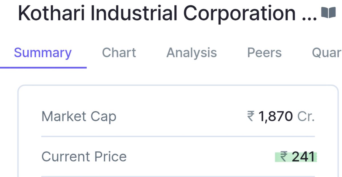 investormusings's tweet image. #Kothari #Industrial #Corporation #Ltd
This is insane.

57x in under 12 months.

Hardly any volume traded now.

No reco.