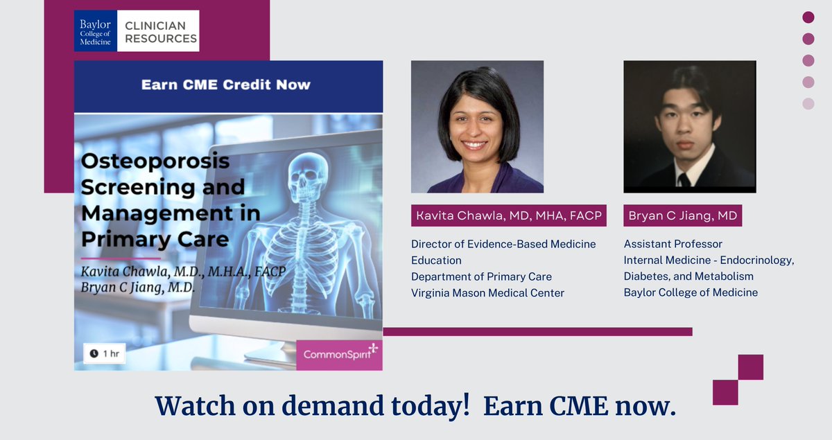 BCM Clinician Resources (@bcmcme) on Twitter photo π©» Dr. Chawla and Dr. Jiang discuss osteoporosis screening and how to manage this within primary care.
Click here: bit.ly/3QYFEHe
<a href="/CommonSpiritPE/">CommonSpirit Physician Enterprise</a> <a href="/bcm_gim/">BCM DoM Section of General Internal Medicine</a> <a href="/commonspirit/">CommonSpirit Health</a> <a href="/BCMFamilyMed/">BCM Department of Family and Community Medicine</a> <a href="/BCMDeptMedicine/">BCM Department of Medicine</a> π©» Dr. Chawla and Dr. Jiang discuss osteoporosis screening and how to manage this within primary care.
Click here: bit.ly/3QYFEHe
<a href="/CommonSpiritPE/">CommonSpirit Physician Enterprise</a> <a href="/bcm_gim/">BCM DoM Section of General Internal Medicine</a> <a href="/commonspirit/">CommonSpirit Health</a> <a href="/BCMFamilyMed/">BCM Department of Family and Community Medicine</a> <a href="/BCMDeptMedicine/">BCM Department of Medicine</a>