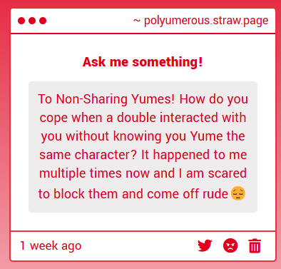 I recommend just telling them "hey, I'm nonsharing with this character and I'd prefer if you didn't interact" or something like that. Or just block them. It's not rude, it's curating your online space and keeping your peace - 🎧