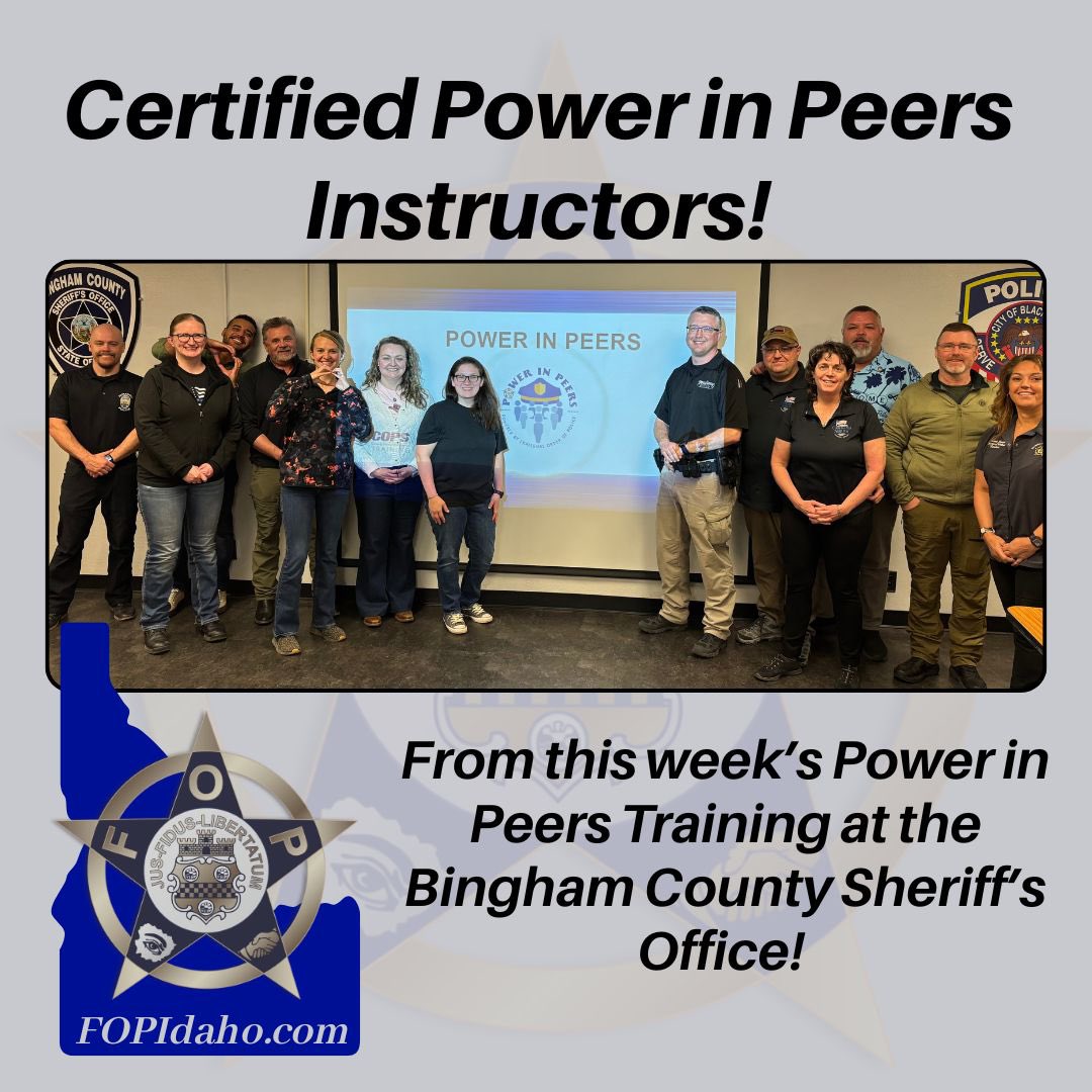 Thanks to the National Fraternal Order of Police <a href="/GLFOP/">National Fraternal Order of Police (FOP)</a> Wellness team for coming out to Idaho this week with the Power in Peers Training! The proper wellness resources and tools for our profession are incredibly important. Thanks Sherri and Devin for your hard work!