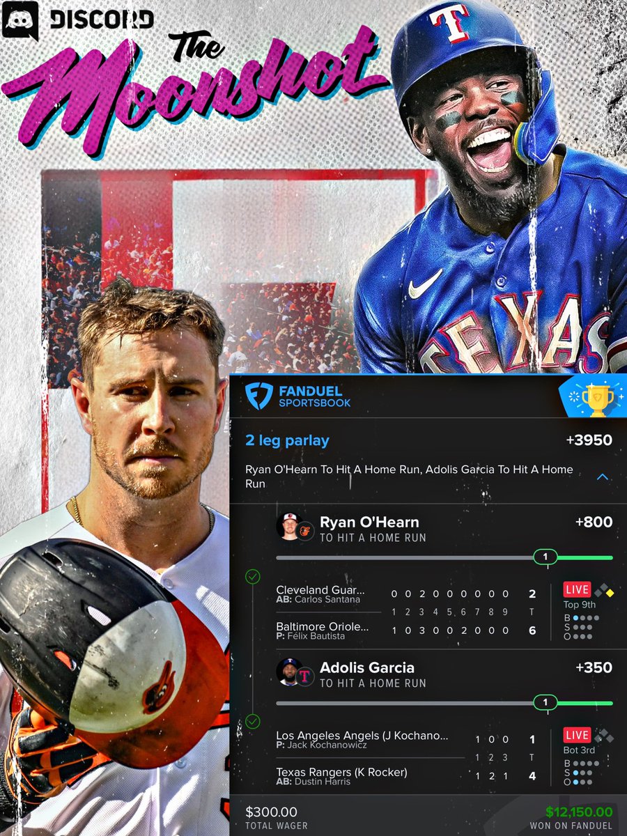 Moonshot2019's tweet photo. What a Thursday Night. The balls were flying! @kiiLkenny and @the_bmatt are locked in. Come get in on the action this weekend! NBA/MLB/Golf. 

+2047✅
+2775✅
+3950✅

Tap in: ⬇️⬇️⬇️

https://t.co/RQqE4Tcafj

🚀 https://t.co/gcfi5FXUwi