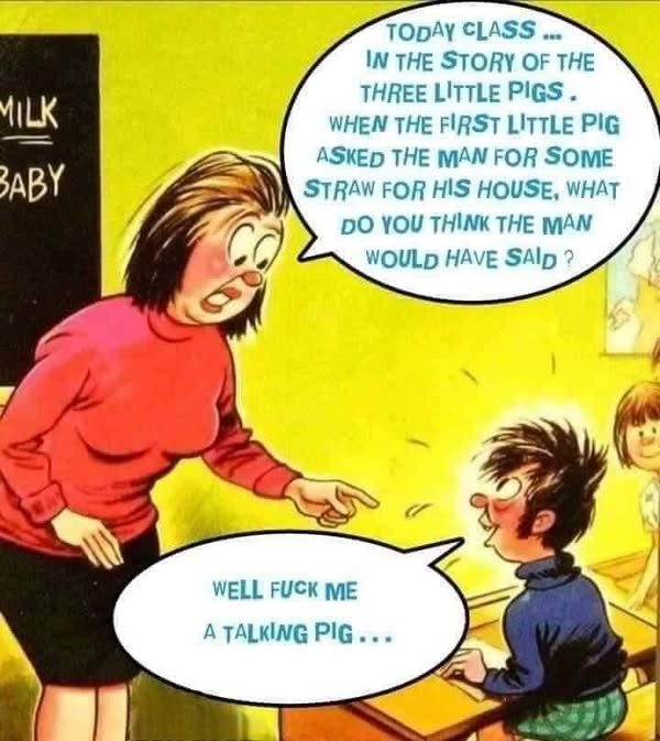 JosephYelram's tweet photo. Well F**K me, A talking pig 🐖 #PIGGS #threebreast #wisezzz #kidseducation #educational #teacherandstudent https://t.co/O4RHPOknKA