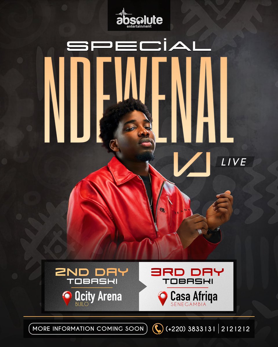 AbsoluteEGm's tweet photo. ✨SPECIAL TOBASKI NDEWENAL✨
We are bringing you a very special Ndewenal / Salibo this Tobaski with the Petit Prince  VJ LIVE!

Date: 2nd Day Tobaski
Venue: Qcity
-
Date: 3rd Day Tobaski
Venue: CasaAfriqa https://t.co/GnFxQ8ckZe