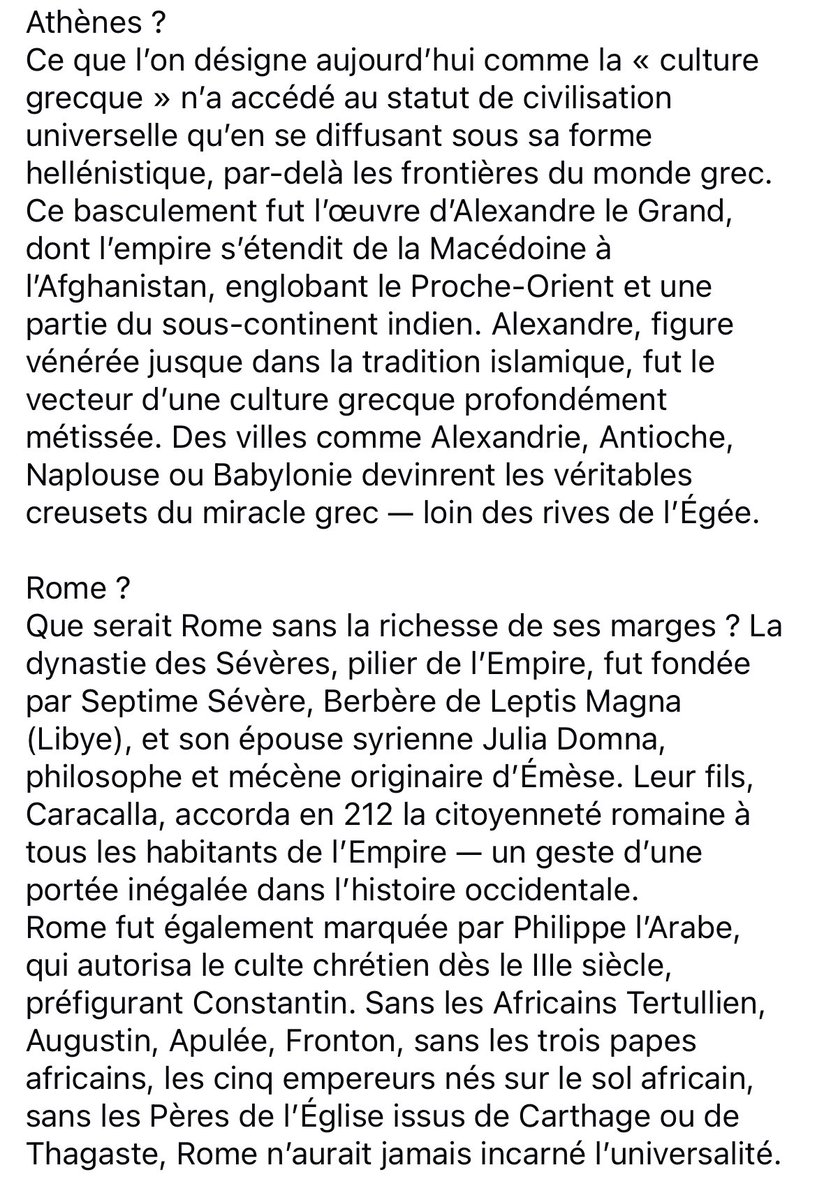 SamirYAHIAOUi4's tweet photo. À ceux qui fantasment une Europe aux « racines pures », il faut rappeler que son histoire est tissée de croisements, de marges et de métissages. Athènes, Rome, Jérusalem ? Oui — mais pas celles qu’on croit. @BrunoRetailleau @afpfr https://t.co/qAWkOCKZnA