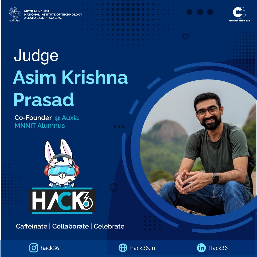 hack36mnnit's tweet image. Hack36 is thrilled to welcome Mr. Asim Krishna Prasad as a judge! 🎉
MNNIT '17 alum, Co-Founder of Auxia, ex-Tech Lead @ GPay India (Google), and ex-Google hiring committee—he brings top-tier tech & entrepreneurial insight!
#Hack36
#UnchainTheHacks
#MNNIT
#Hackathon