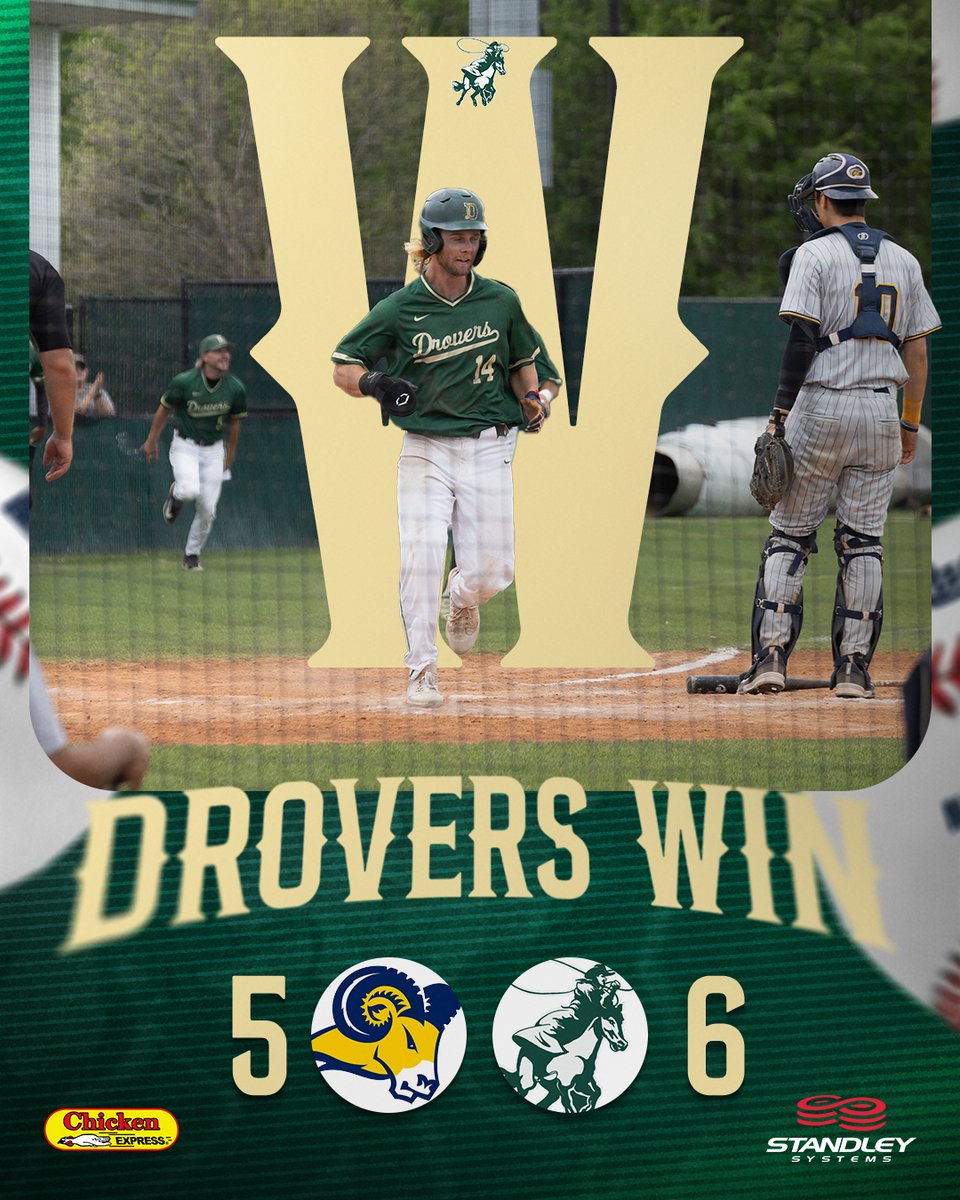 Gunnar Hansen delivers the knock-out punch as the Drovers walk-off the Rams to claim the series‼️
 
Wiley: 2-2, 1BB, 1R
Ortiz: 2-4, 2R
Hansen: 1-4, 2RBI
Alvarez: 1-3, 1RBI
 
#DroverDUB x #DroverNation🐎