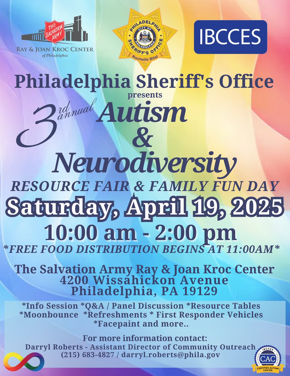 TheIEPCoachLLC's tweet photo. Join us for the 3rd Annual Autism &amp; Neurodiversity Resource Fair &amp; Family Fun Day!

Saturday, April 19, 2025
⏰ 10:00 AM – 2:00 PM
📍 The Salvation Army Ray &amp; Joan Kroc Center, 4200 Wissahickon Ave, Philadelphia, PA 19129

#AutismAcceptance  #TheIEPCoach

https://t.co/ft6acEOmHG https://t.co/rFk3axX5tJ