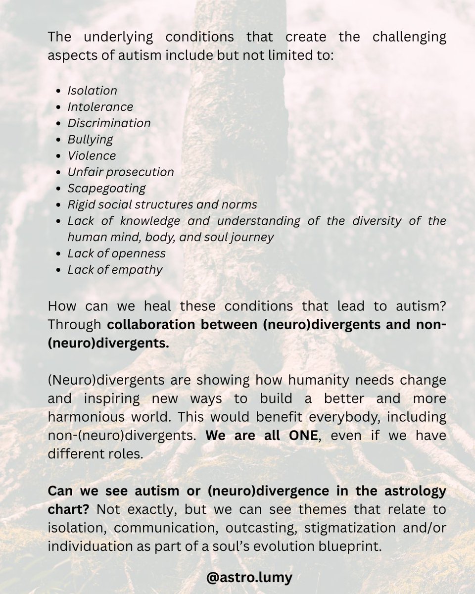 Astro_Lumy's tweet photo. What the the root causes of (neuro)divergence? This is a hot topic of discussion in the US at the moment. It’s time we add a spiritual dimension to this conversation. 

#spirituality #astrology #healing #changetheworld #autism #neurodivergence #diversity #rfkjr #rfkautism #us https://t.co/FVoWePInow
