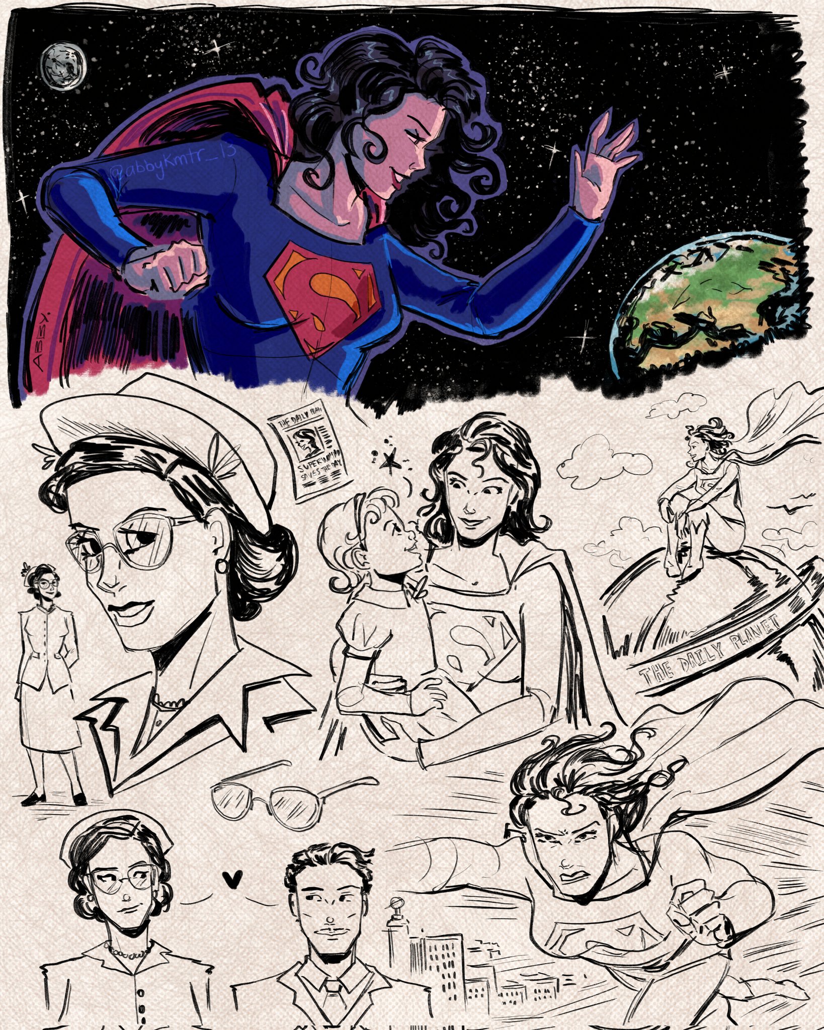 lulelule on X: Happy SupermanDay !!! Really Superman is my favorite  superhero and his family has give me uncountable hours! Some superb art for  my AU about a genderbent Superman, Clara KentSuperwoman
