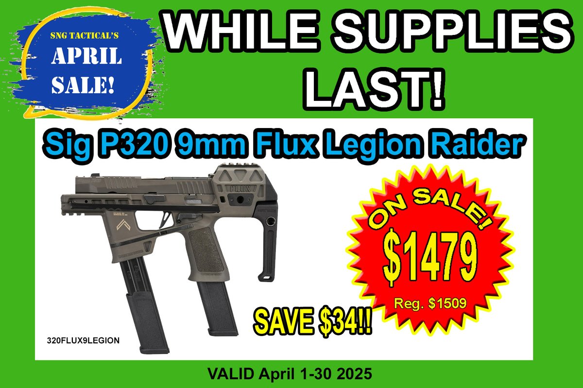 SnGTactical's tweet photo. One of the HOTTEST firearms on the market & on sale to boot!! Get the Sig Sauer P320 Flux Legion at a great price while supplies last!
https://t.co/SqHQkdDrVA
#SigSauer #P320Flux #FluxLegion #SigLife #GunDeals #HotFirearms #EDC #2ACommunity #TacticalGear #SnGTactical #GunSale #GunsOfX #GunEnthusiast #SigFan #PewPewLife #AmmoAndArms #FirearmFriday #NextLevelEDC
