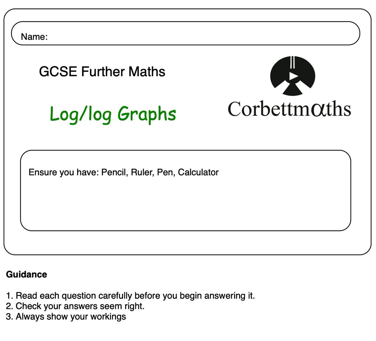 Corbettmaths's tweet photo. Log/log Graphs Practice Questions
https://t.co/500UXtrZIS
#gcsefurthermaths #ccea https://t.co/pzIwhhVVGX