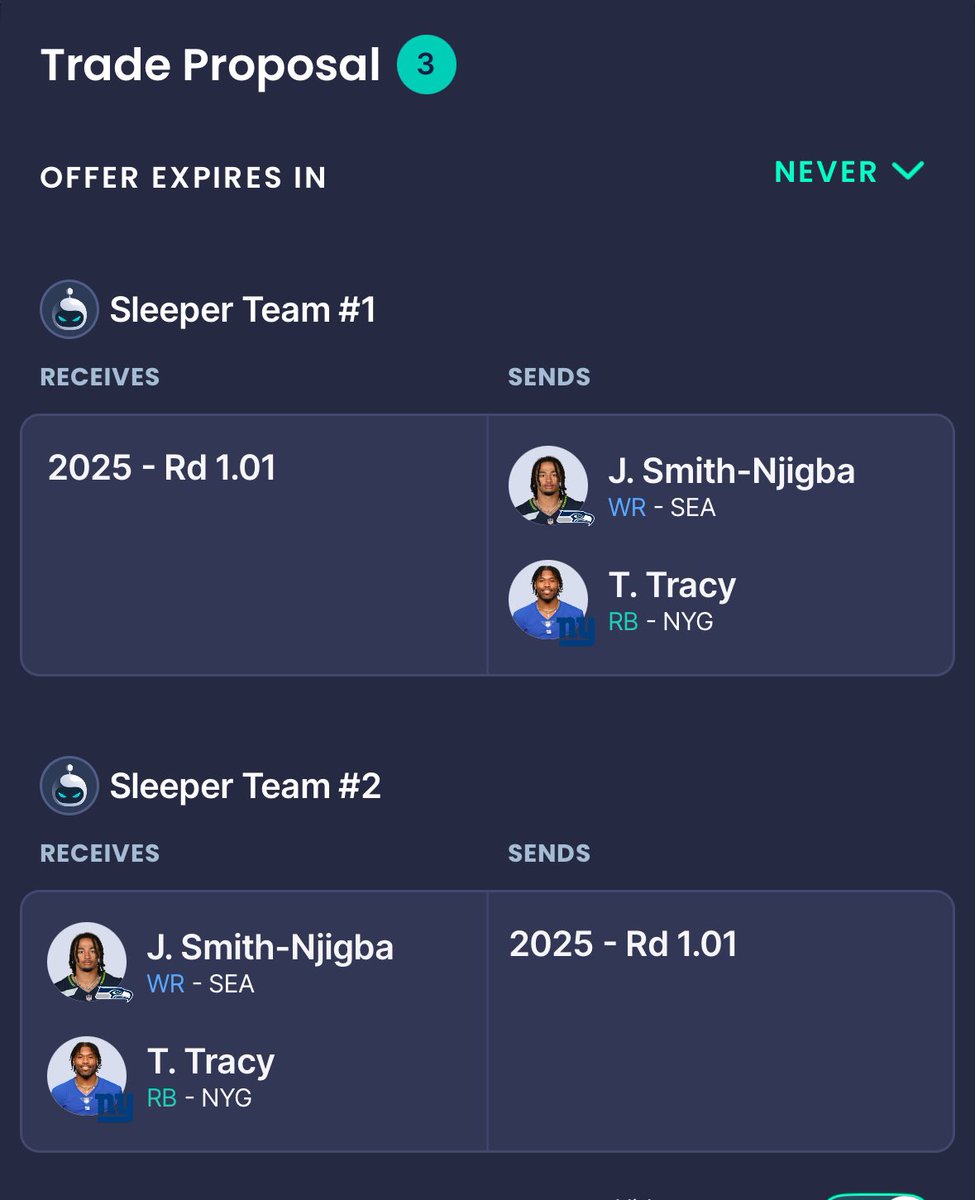 ORPringle's tweet photo. @Elite_Drafters 

We making this trade? Heavy at WR, only RBs are Saquon and Walker https://t.co/MqluBYuBHa