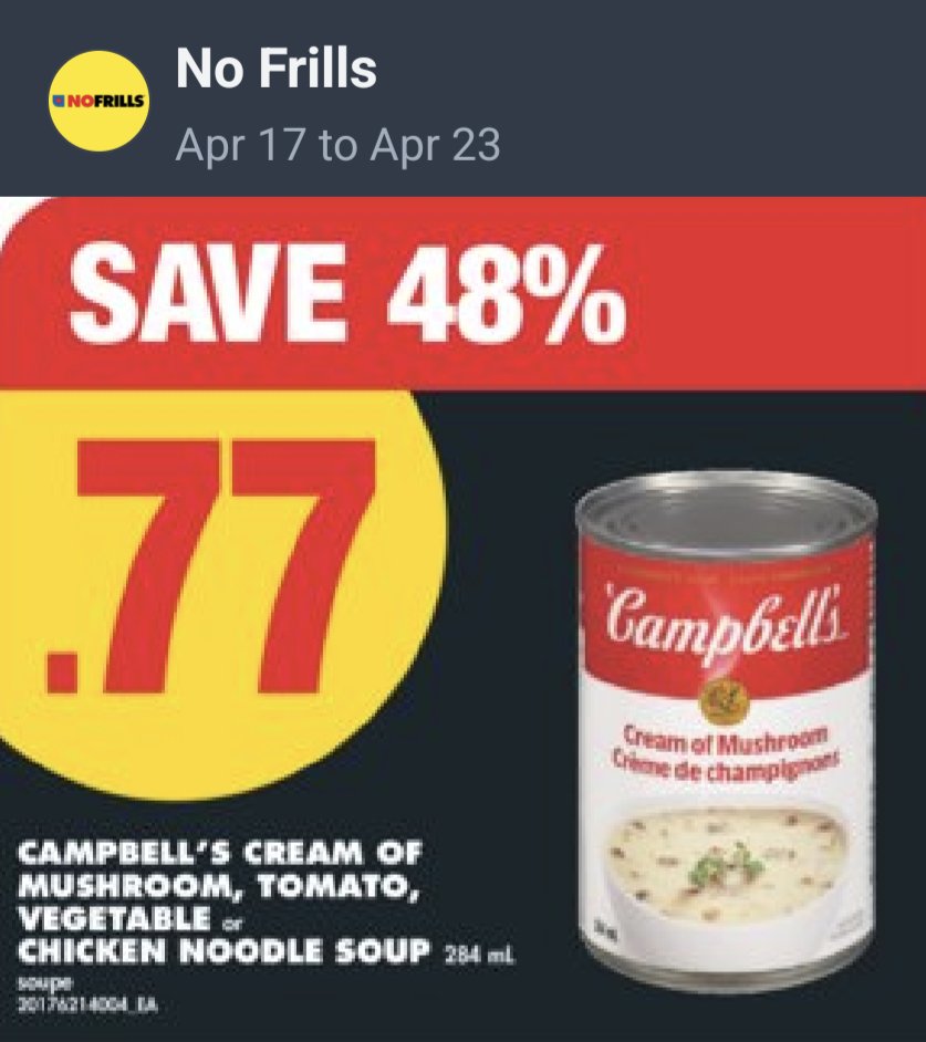 PGK_Keychains's tweet photo. 📢  Hot Deals in Barrie! 🔥 at No Frills - Pt 1️⃣

🍲 Campbell's SOUP $0.77/can at #NoFrills

⬜ CLING WRAP (30M) or FOIL $1.25ea

🍇 GRAPES $1.25/lb (2.76/kg)

🥓 PEAMEAL BACON $2.99/lb (6.59/kg)

Thu Apr 17 - Wed Apr 23

#Barrie #Orillia #DealsInBarrie @nofrillsCA @Campbells https://t.co/dnbRjFaZ7f