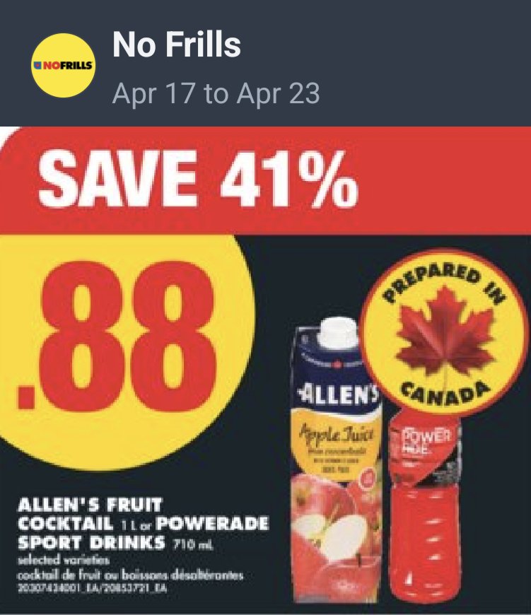 PGK_Keychains's tweet photo. 📢  Hot Deals in Barrie! 🔥 at No Frills - Pt 2️⃣

🍨 Chapman's ICE CREAM (1.41L) $2.75 at #NoFrills

🧀 Armstrong CHEESE (400g) $4.88

🍎 Allen's JUICE $0.88ea

🍊 PC ORANGE JUICE (1.54L) $4

Thu Apr 17 - Wed Apr 23

#Barrie #Orillia #DealsInBarrie @nofrillsCA @Chapmans_Canada https://t.co/s3dQJAFE1w