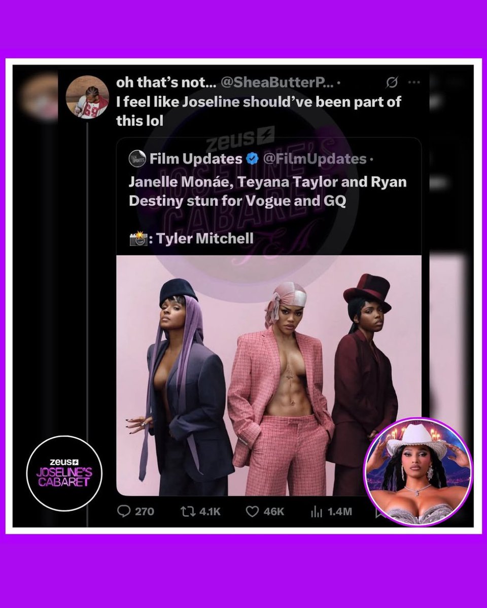 The_ZeusNetwork's tweet photo. Y’allll…😂 Now why @MsJoseline lowkey look like she was already IN this shoot!! 😂💀 The #PuertoRicanPrincess would’ve matched the whole aesthetic effortlessly!!🔥Y’all see the vision too or just us?!!👇🏾

📷:
-@theneighborhoodtalk  -@joselines_cabaret_tea https://t.co/fuQgQLvibp
