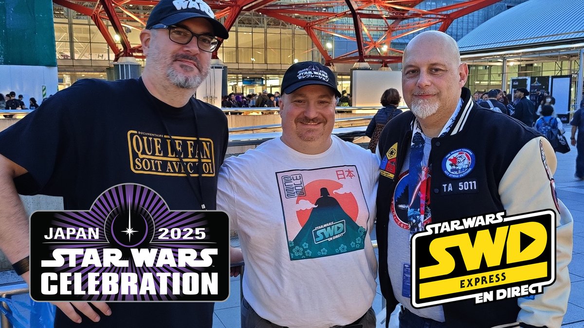 swendirect's tweet photo. Sébastien discute avec notre collègue Frédéric (BobaFred) et avec Marc Joly-Corcoran, le réalisateur du documentaire "Que le fan soit avec toi", de leur première journée à la #StarWarsCelebration Japan 2025. 
▶️ YouTube : https://t.co/5uvjavy1R8

#StarWars #StarWarsPodcast https://t.co/zXPuVT1J6J