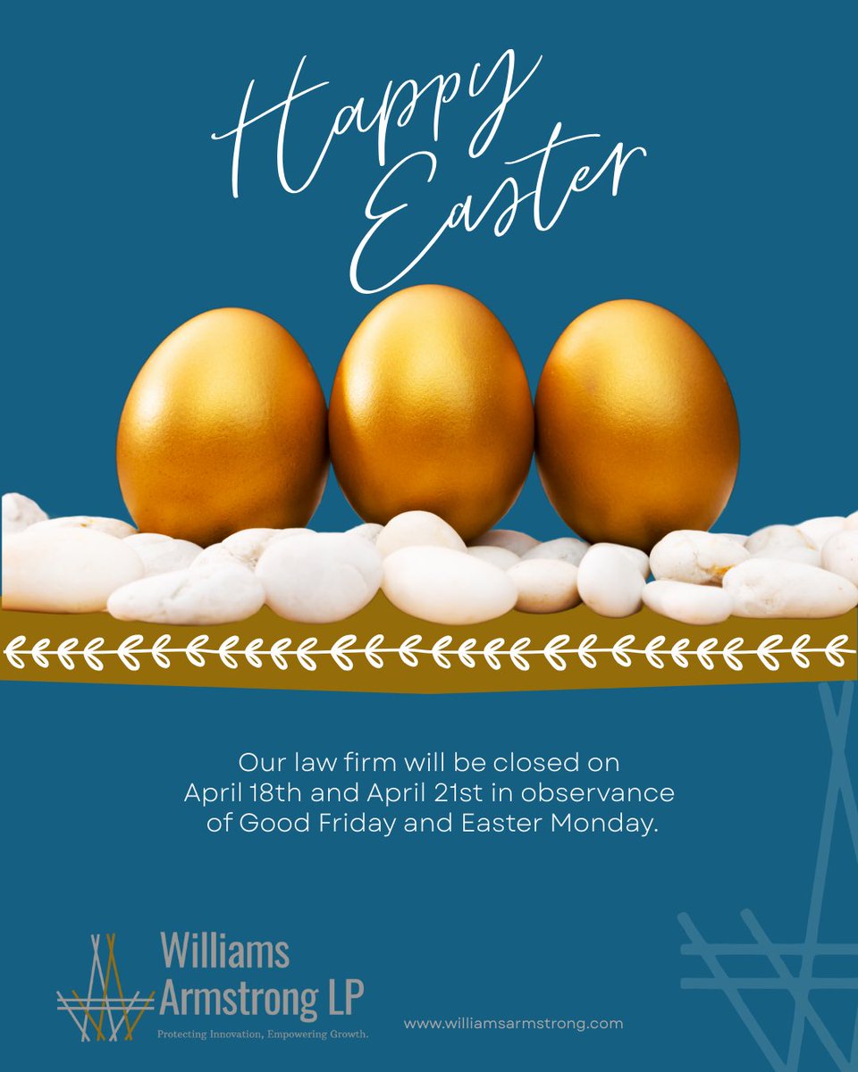 #HappyEaster from Williams Armstrong Law Practice! ✨In observance of #GoodFriday (April 18) &amp; Easter Monday (April 21), our office will be closed. We wish you and your loved ones a joyful, peaceful, and restful holiday weekend. Thank you 💙
instagram.com/share/BAC04ESB…