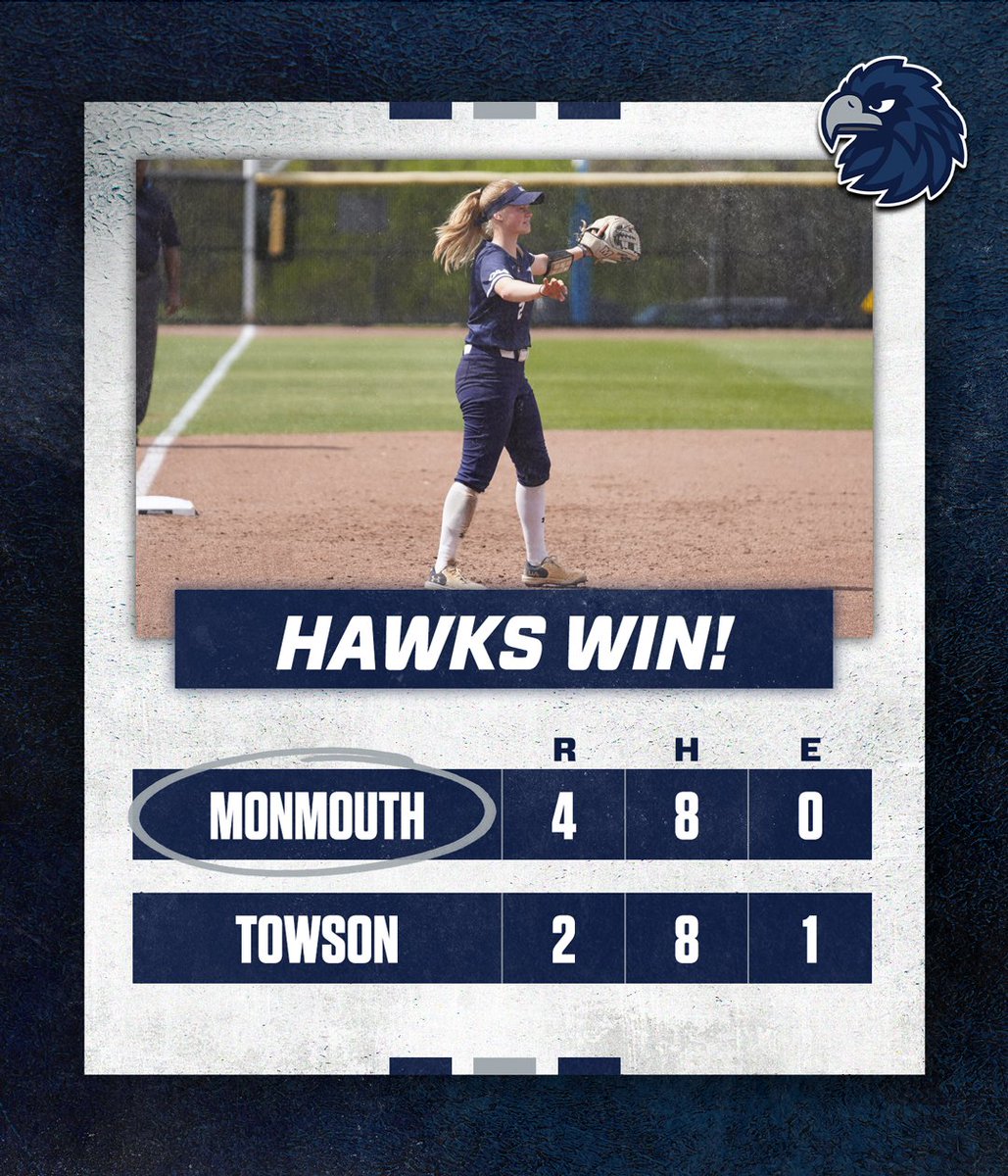 Monmouth Hawks (@monmouthhawks) on Twitter photo Series-opening victory ๐ค
<a href="/MonmouthSB/">Monmouth Softball</a> gets back in the win column win a Friday road win at Towson!
#FlyHawks Series-opening victory ๐ค
<a href="/MonmouthSB/">Monmouth Softball</a> gets back in the win column win a Friday road win at Towson!
#FlyHawks