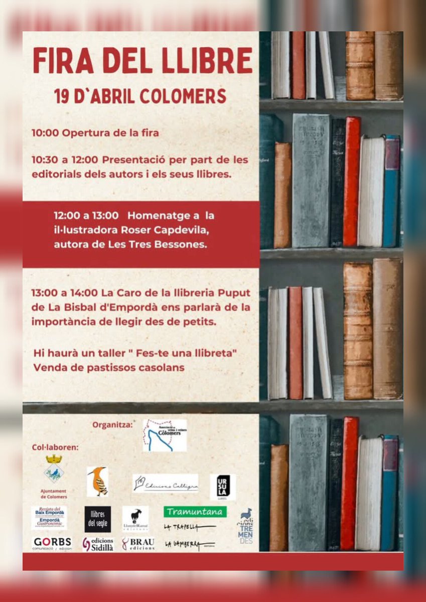 GORBS participarà amb una parada i una xerrada en la Fita del Llibre de Colomers. Sí veniu ens saludarem personalment.