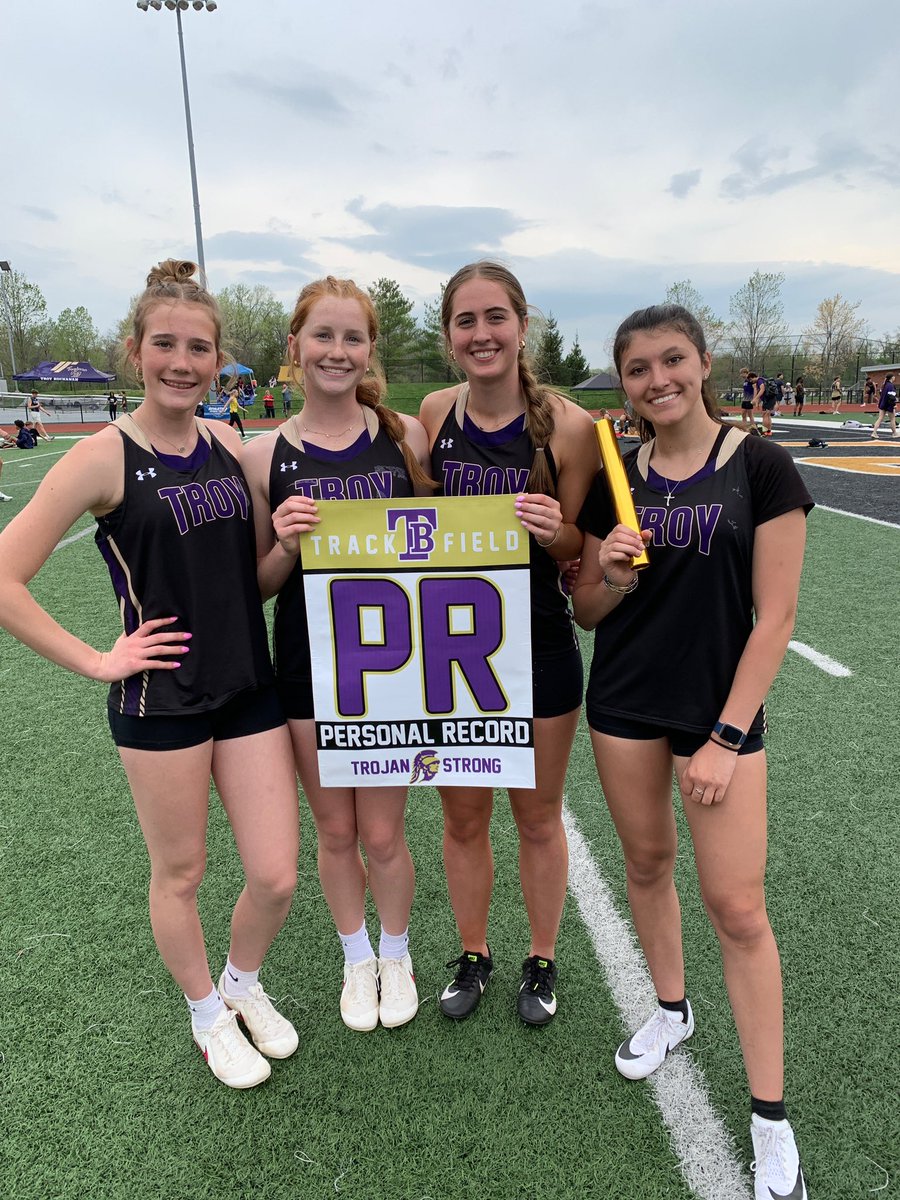 Another big PR for the girls 4x100m Relay! Let’s go K. Bell, B. Getz, Avery D, and Maicie K! <a href="/TBHSTrack_Field/">TBHSTrackandField</a>
