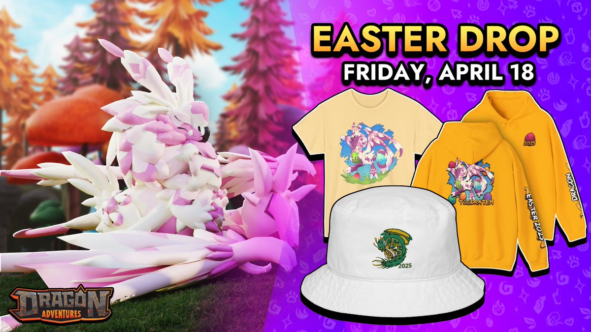 The Official 2025 Dragon Adventures Easter Collection has landed — packed with gear available for a limited time only! 🐰✨

🚨 ACT FAST! This merch won’t be around for long! We’ve also got something special for our loyal players: 12% off the Mega Bundles for THIS WEEKEND ONLY!