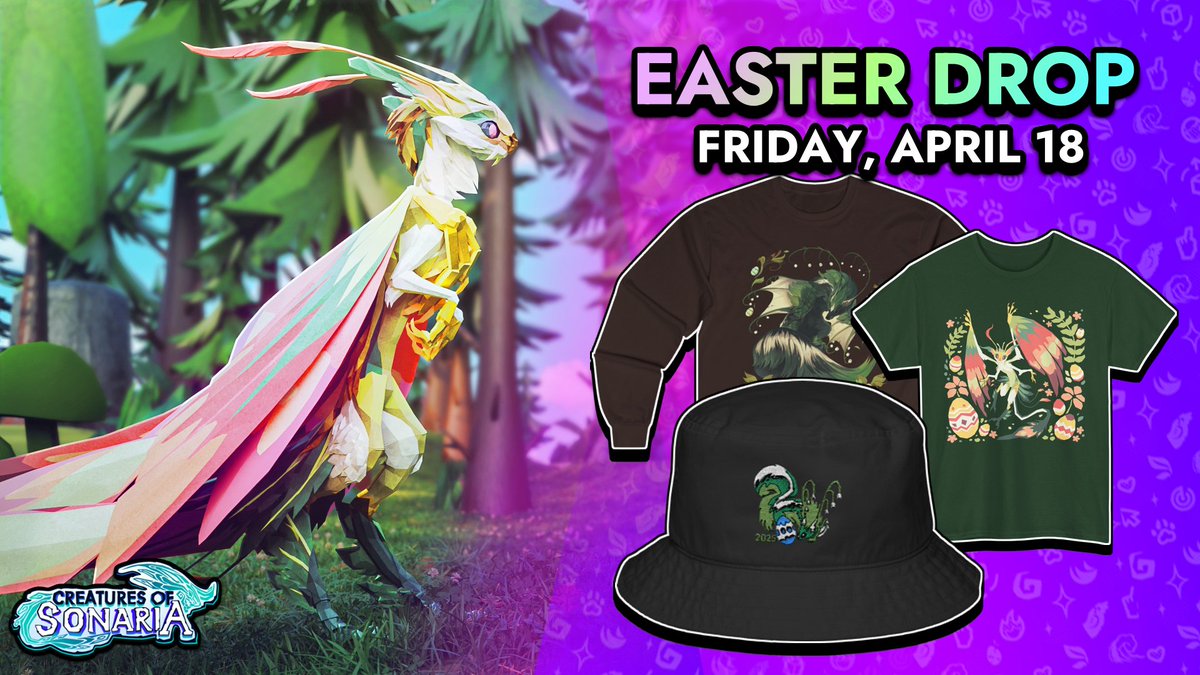 The Official 2025 Creatures of Sonaria Easter Collection has landed — packed with gear available for a limited time only! 🐰✨

🚨 ACT FAST! This merch won’t be around for long! We’ve also got something special for our loyal players: 12% off the Mega Bundles for THIS WEEKEND