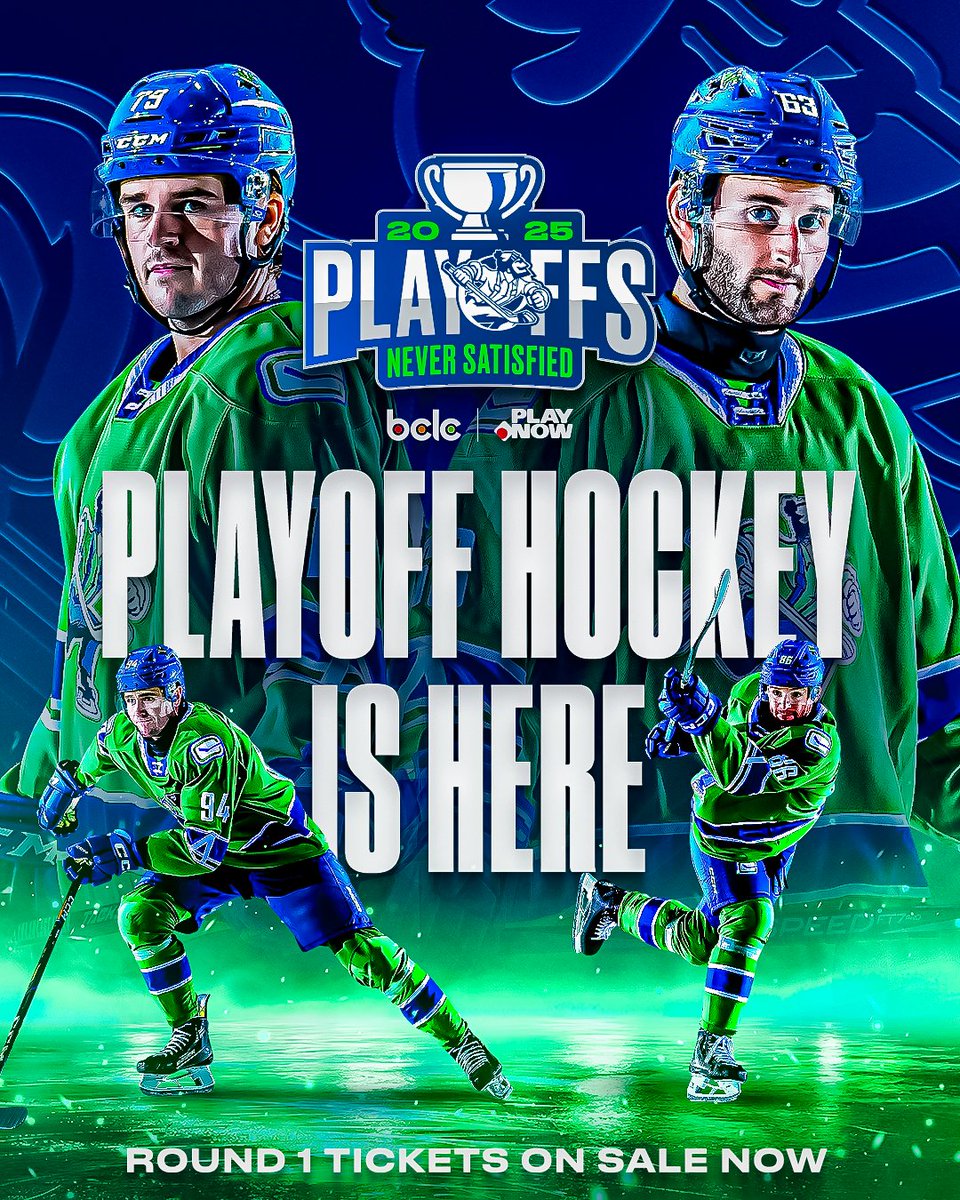 abbycanucks's tweet photo. PLAYOFF HOCKEY IS BACK! 😤

Your Abbotsford Canucks have clinched a home ice spot and will host in the first round. Get your tickets to Round 1 of the Calder Cup playoffs NOW!

GET TICKETS | https://t.co/7sPndpkAr5 https://t.co/9sXEH6Xba4