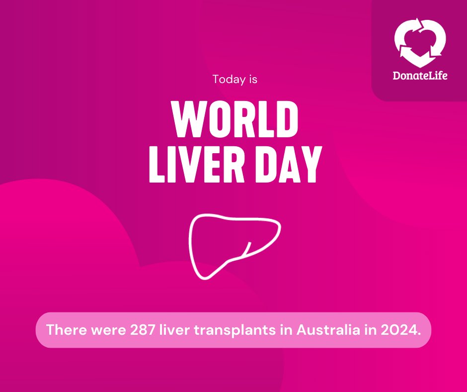 DonateLife π (@donatelifetoday) on Twitter photo Last year in Australia, 287 people received liver transplants π Thank you to every single donor, their families, and people who have had a transplant who raise awareness for liver health #WorldLiverDay #LiverTransplant #DonateLife #OrganDonation Last year in Australia, 287 people received liver transplants π Thank you to every single donor, their families, and people who have had a transplant who raise awareness for liver health #WorldLiverDay #LiverTransplant #DonateLife #OrganDonation