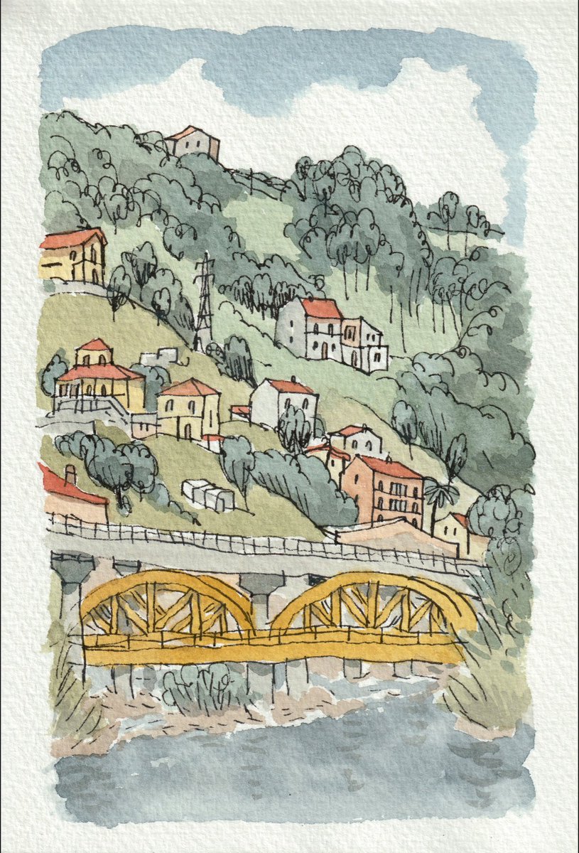 Para la expo de "Dibujos dispersos" en San Martín del Rey Aurelio estamos preparando unas postales de L'Entregu, Sotrondio y Blimea. Edición limitada, firmada y numerada, para el que nos venga a visitar y que le preste. Aquí va la primera👇