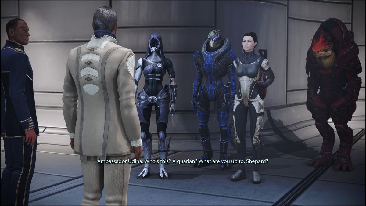 navinquisition's tweet photo. Trolling Udina by bringing a Krogan, Turian, and Quarian to his office #alienrights https://t.co/VVG9lmcdsP