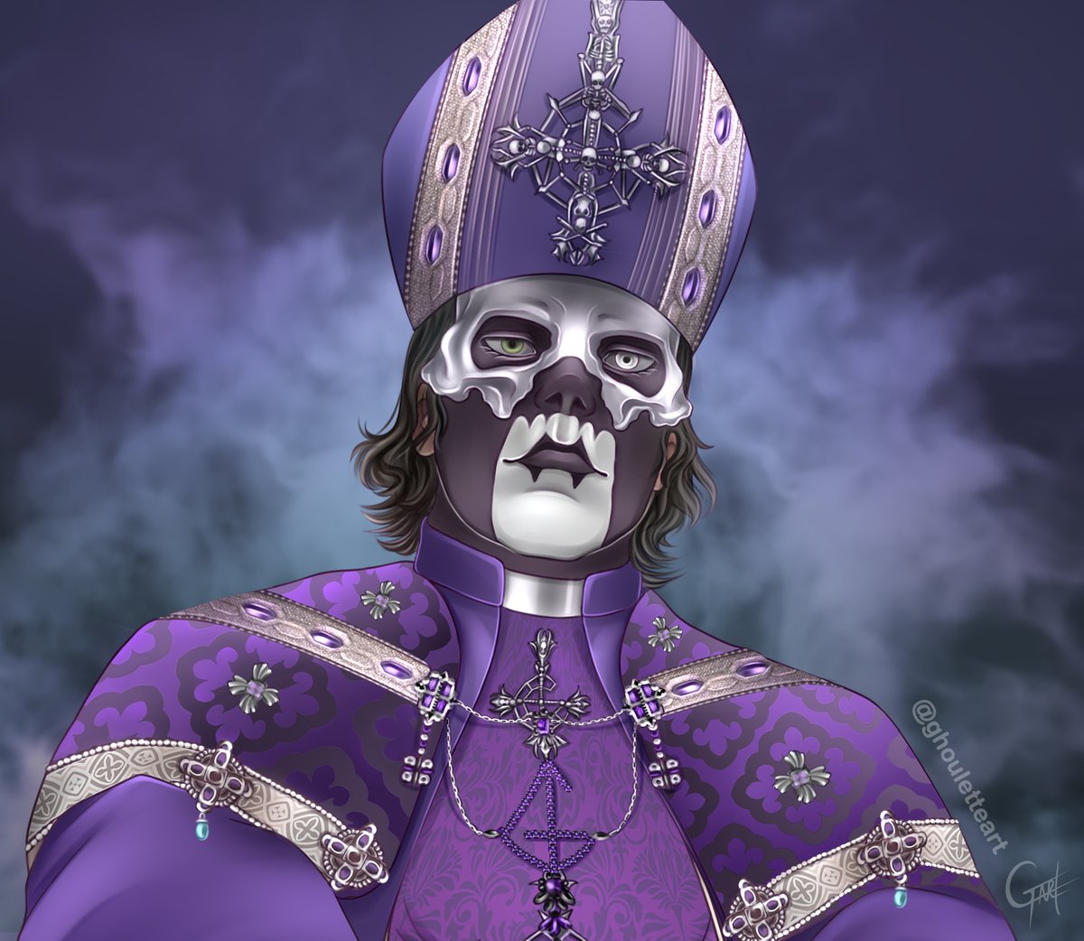 Papa V Perpetua 💜 Hi! Finally!! I finished my drawing. Perpetua has so many details 

#Ghost #Ghostbc #TheBandGhost #GhostBand #PapaPerpetua #PerpetuaGhost #Perpetua #PapaVPerpetua #Skeleta #Lachryma #Satanized #Fanart